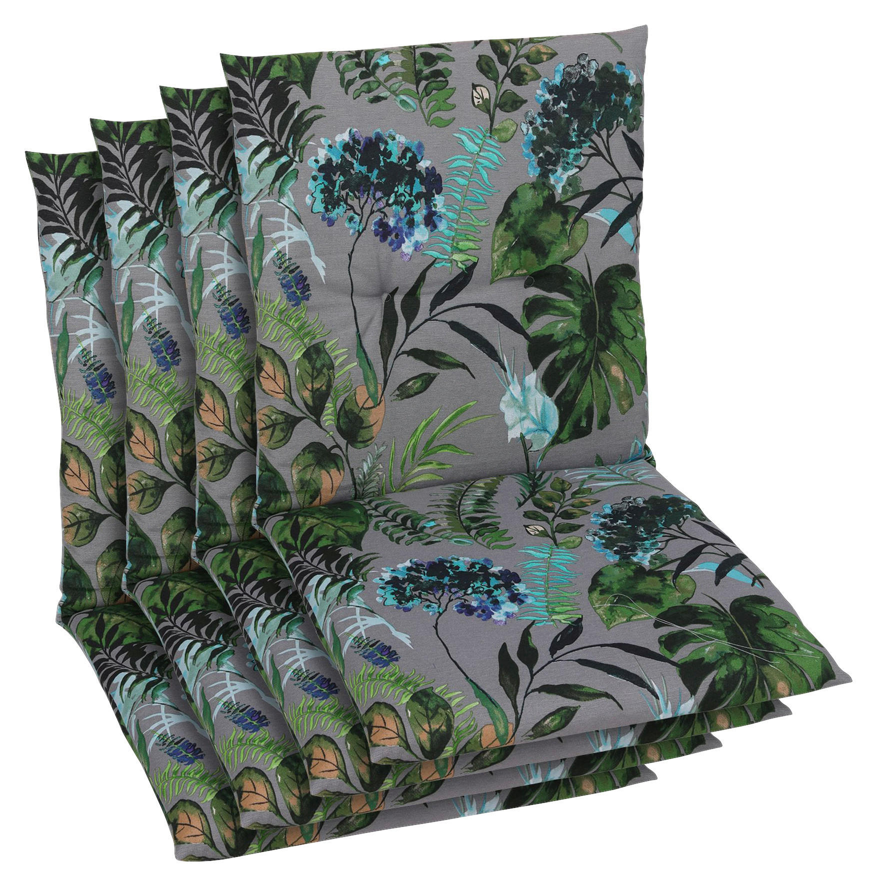 SESSELAUFLAGENSET Blätter  - Anthrazit/Grün, Basics, Textil (48/5/98cm)