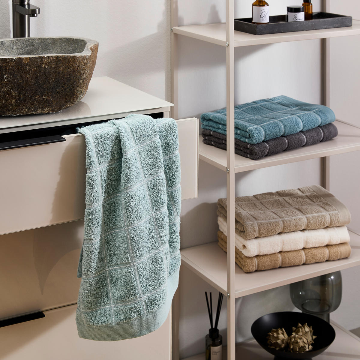 OSUŠKA DO SPRCHY, 70/140 cm, šedobéžová - šedobéžová, textil (70/140cm) - Esposa