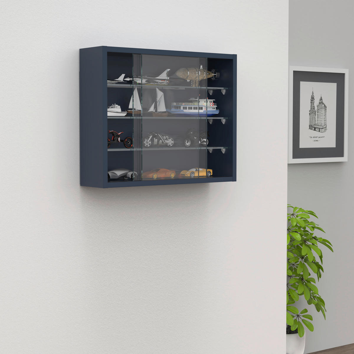 HÄNGEVITRINE in Anthrazit  - Transparent/Anthrazit, Design, Glas/Holzwerkstoff (50/40/12cm) - MID.YOU