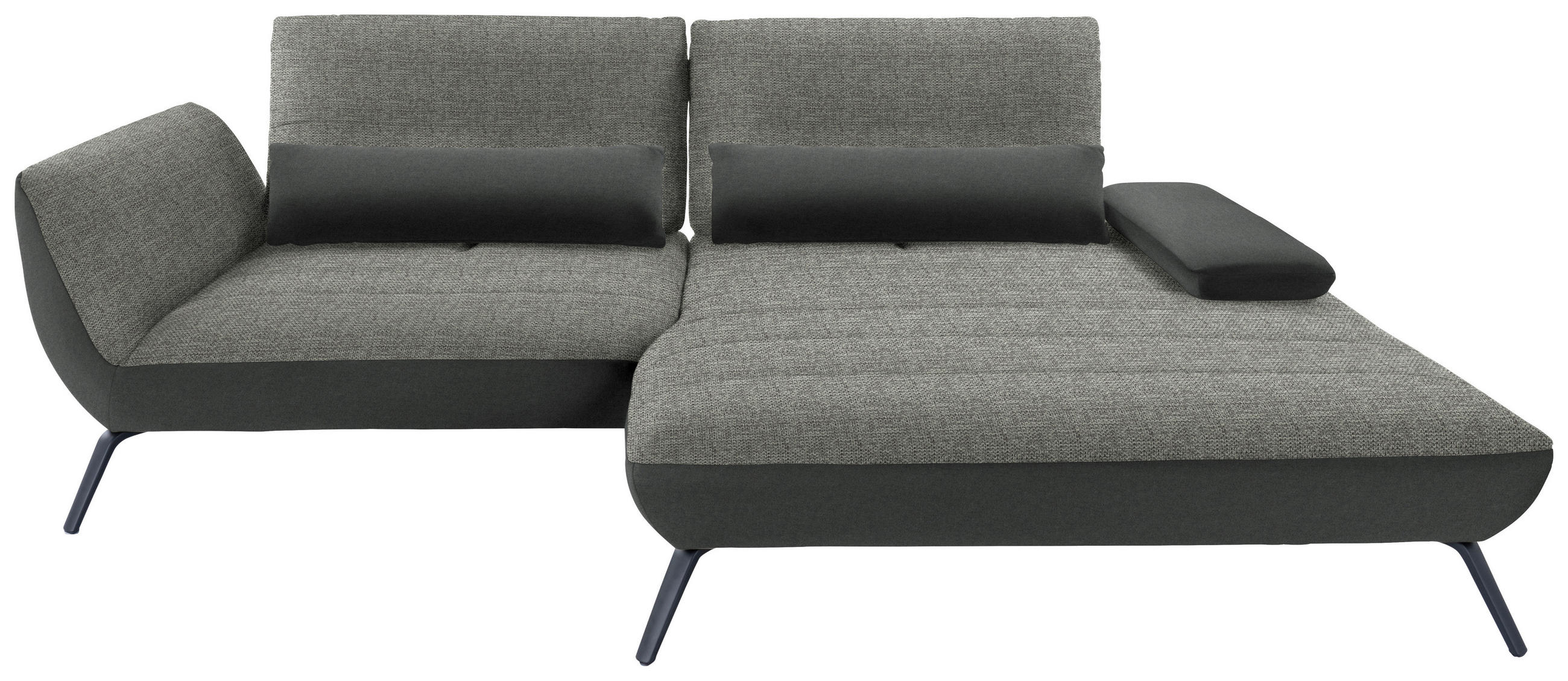 ECKSOFA in Webstoff Grau  - Schwarz/Grau, Konventionell, Textil/Metall (273/191cm) - Carryhome