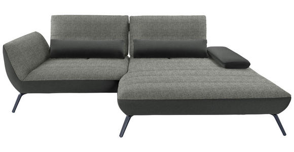 ECKSOFA in Webstoff Grau  - Schwarz/Grau, KONVENTIONELL, Textil/Metall (273/191cm) - Carryhome