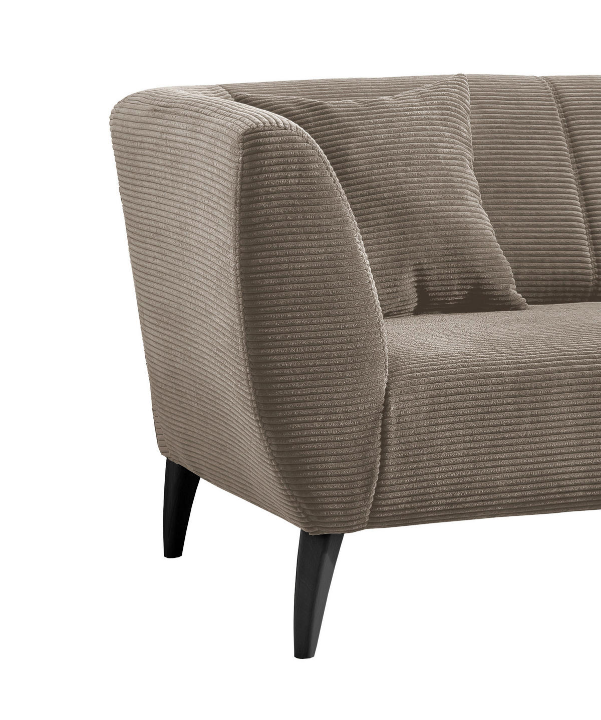 3-SITZER-SOFA Cord Graubraun  - Graubraun/Schwarz, MODERN, Holz/Textil (208/83/88cm) - MID.YOU