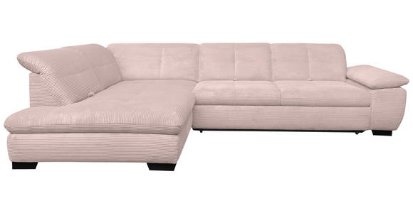 ECKSOFA Hellrosa Cord  - Hellrosa/Schwarz, Design, Textil/Metall (242/313cm) - Xora