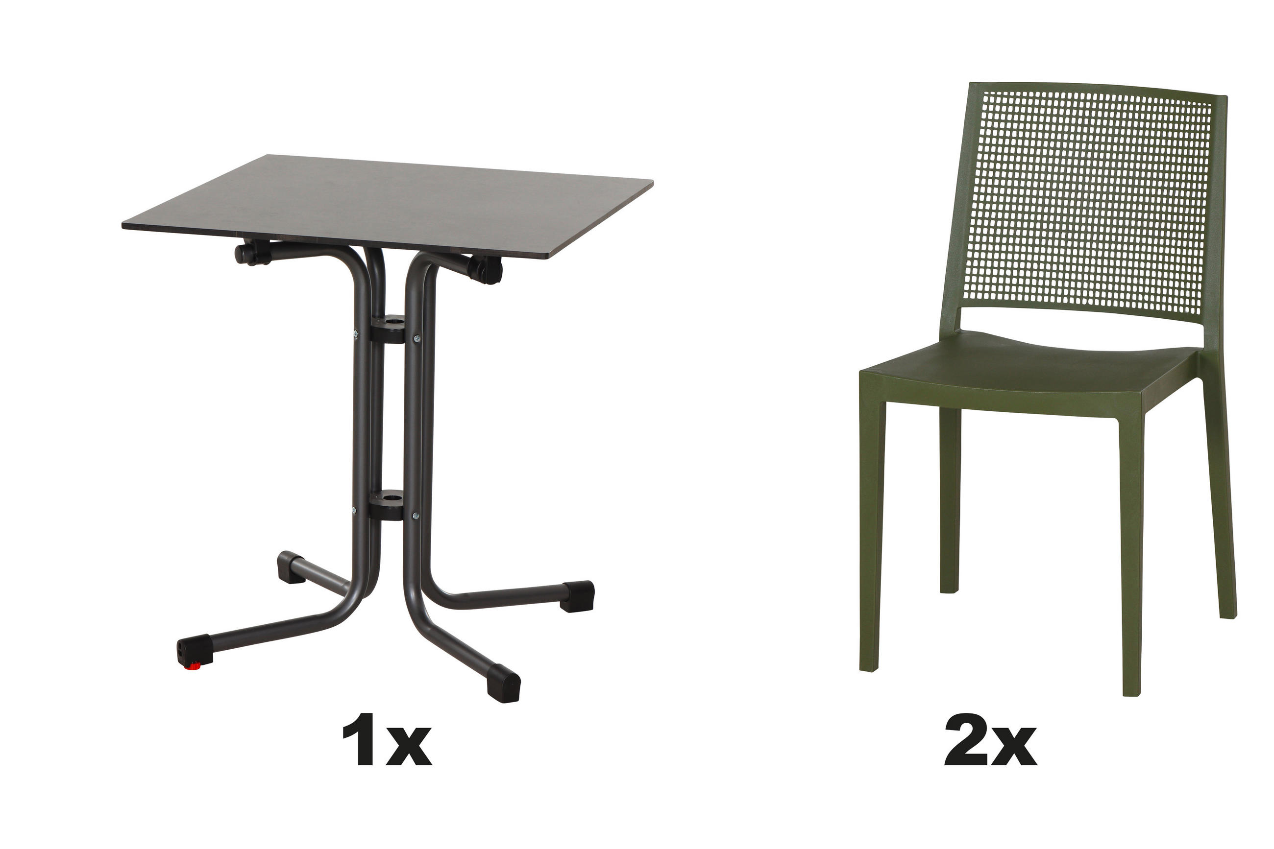GARTENGARNITUR 3-teilig  - Anthrazit/Grün, Basics, Holzwerkstoff/Kunststoff (65/80/65cm) - Siena Garden