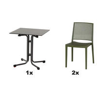 GARTENGARNITUR 3-teilig Stahl  - Anthrazit/Grün, Basics, Kunststoff/Metall (65/80/65cm) - Siena Garden