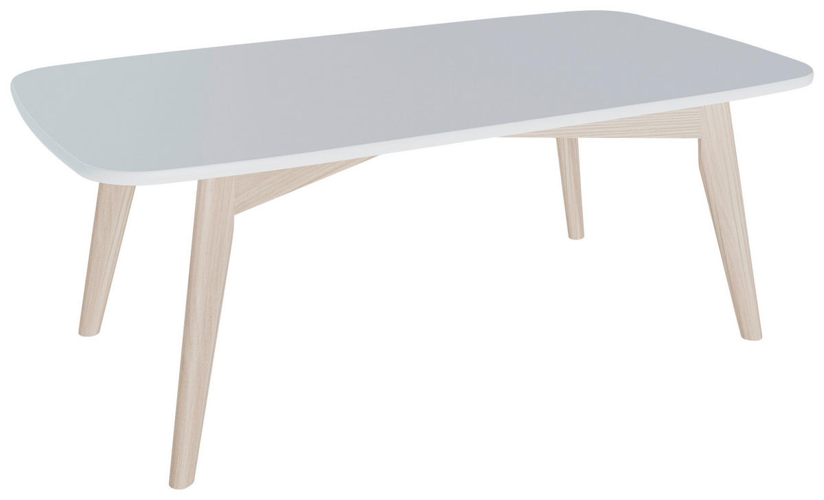 COUCHTISCH Kiefer massiv 128/68/44,5 cm rechteckig Weiß  - Weiß, KONVENTIONELL, Holz (128/68/44,5cm) - MID.YOU