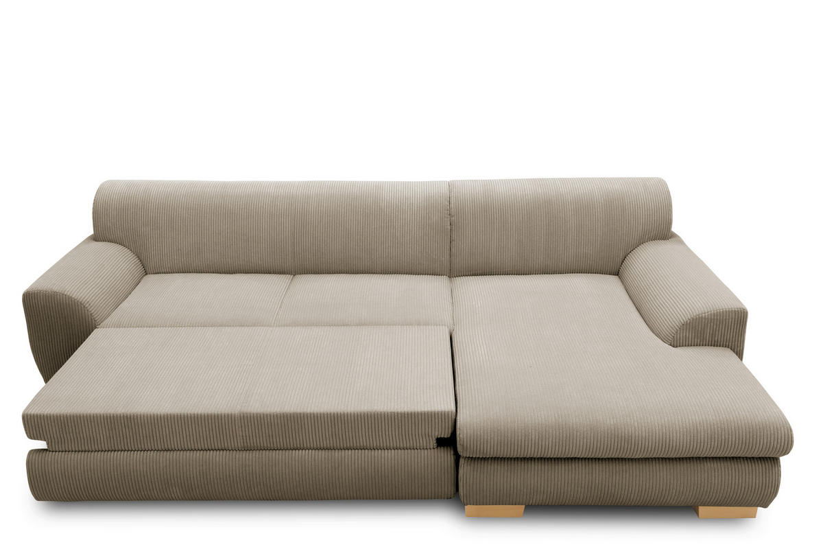 ECKSCHLAFSOFA NIKA Schlammfarben Webstoff  - Schlammfarben/Silberfarben, Basics, Holz/Textil (277/156cm) - MID.YOU
