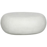 COUCHTISCH Glasfaser 65/49/31 cm oval Weiß  - Weiß, KONVENTIONELL, Glas/Stein (65/49/31cm) - Ambia Home