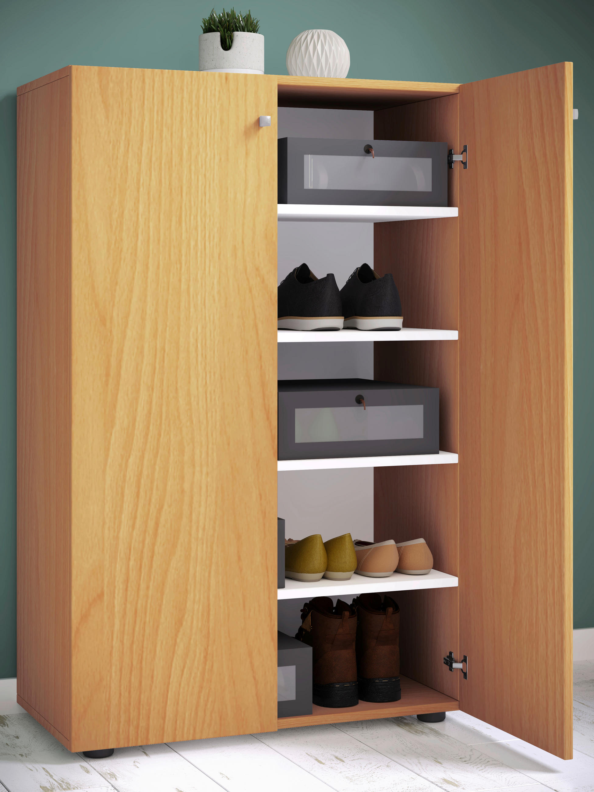SCHUHSCHRANK  in 70/110/39 cm  - Buchefarben/Schwarz, KONVENTIONELL, Holzwerkstoff/Kunststoff (70/110/39cm) - MID.YOU