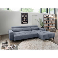 ECKSOFA Hellblau Chenille  - Schwarz/Hellblau, KONVENTIONELL, Textil/Metall (276/188cm) - Livetastic