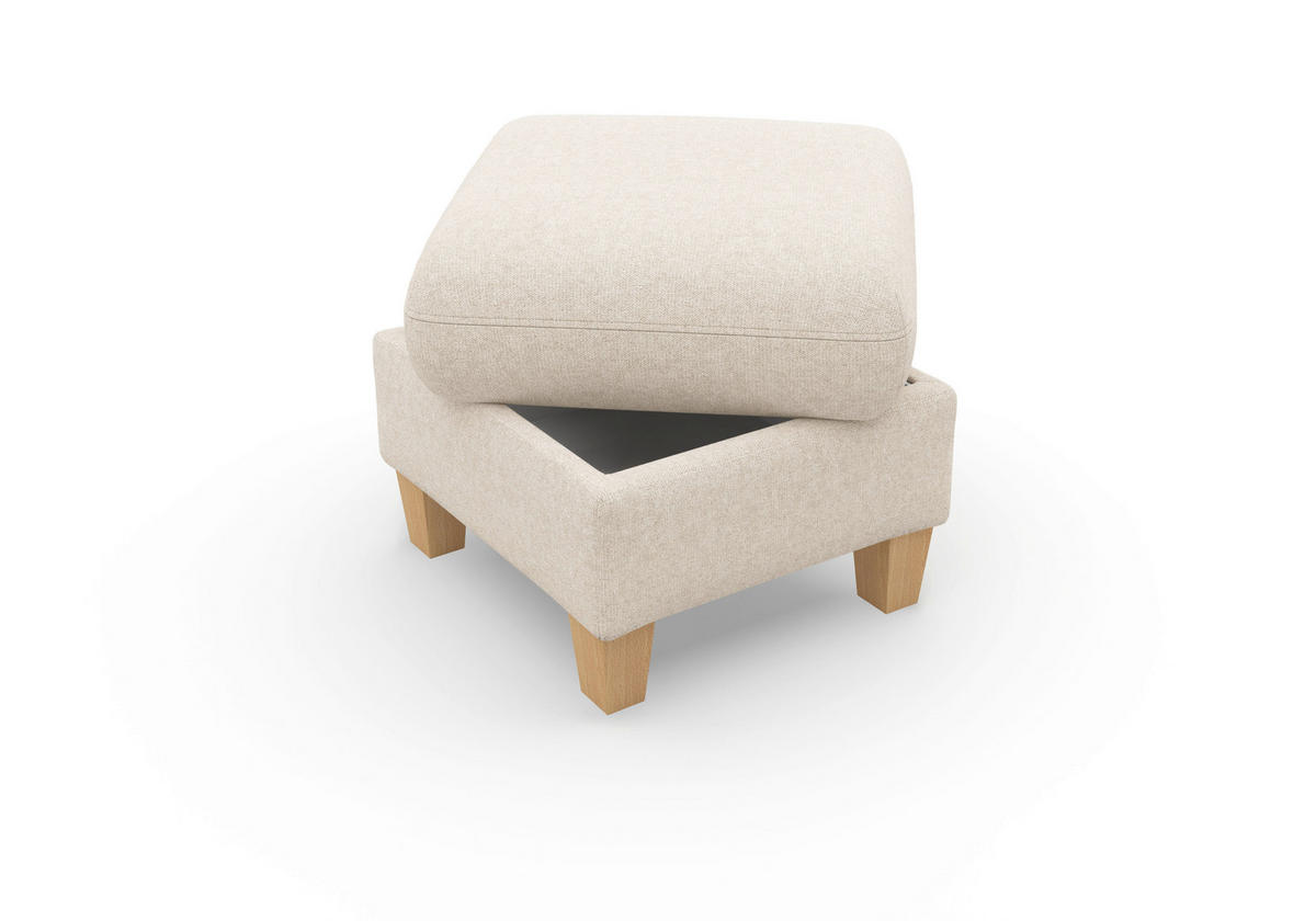 HOCKER Flachgewebe Creme  - Eichefarben/Creme, KONVENTIONELL, Holz/Textil (58/48/58cm) - Sit & More