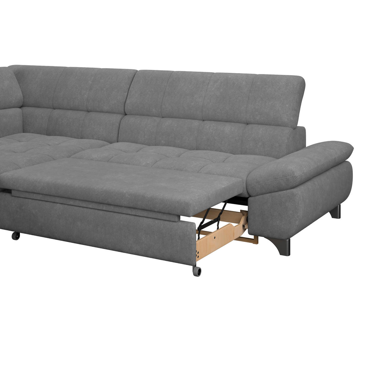 ECKSOFA Anthrazit Chenille  - Chromfarben/Anthrazit, KONVENTIONELL, Textil/Metall (234/312cm) - Liebherr