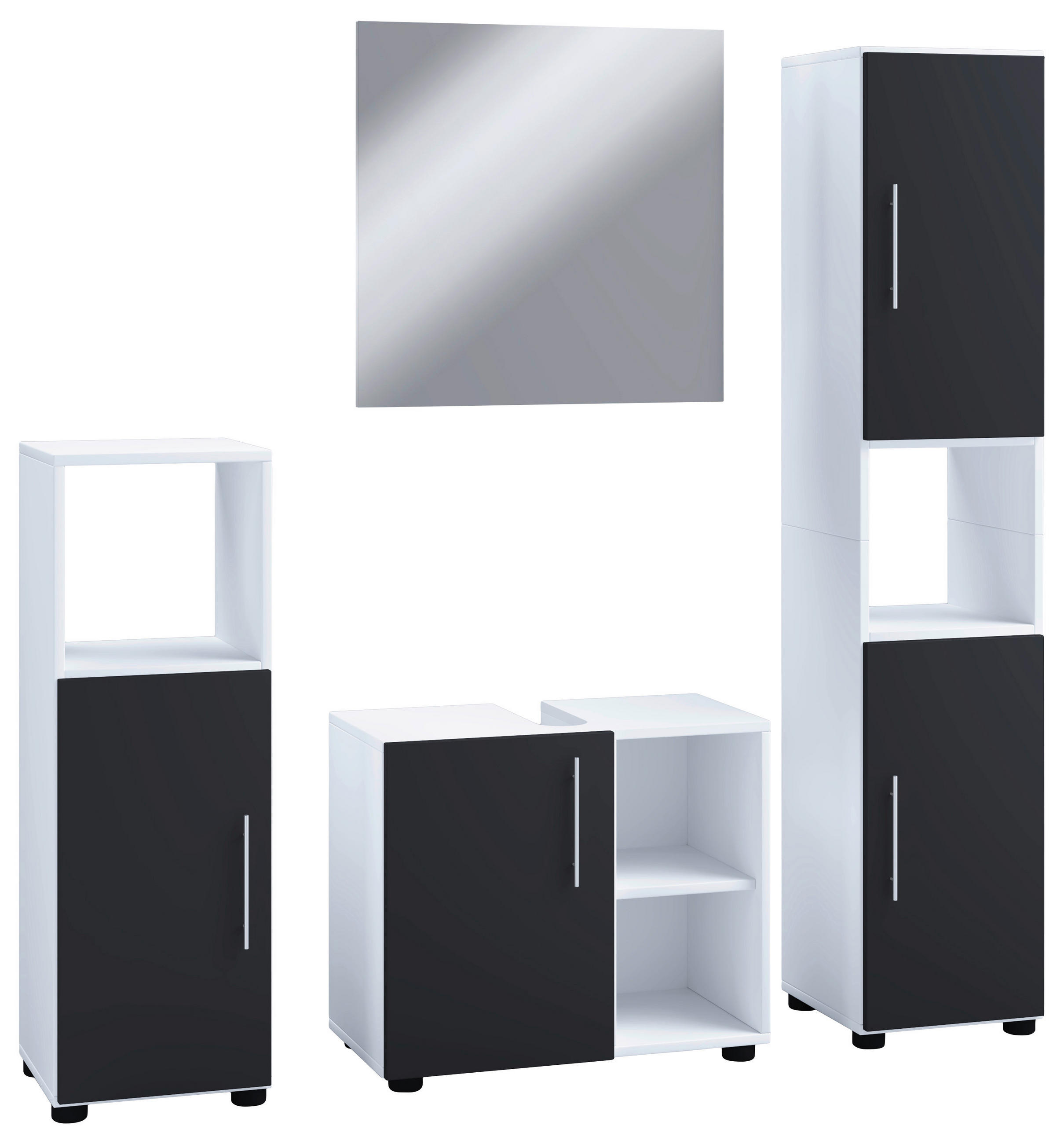 BADEZIMMER  in 122 cm  - Schwarz/Weiß, MODERN, Holzwerkstoff (122cm) - MID.YOU