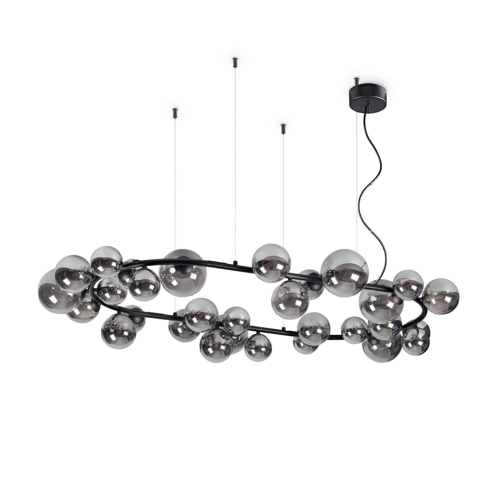 LED-HÄNGELEUCHTE 143/40/216,5 cm  - Schwarz, Design, Glas/Metall (143/40/216,5cm) - Ideal Lux