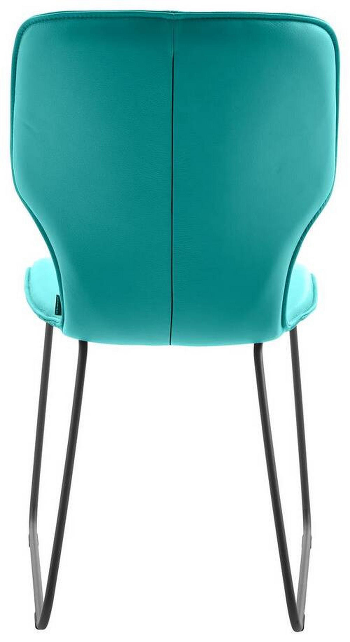 STUHL Echtleder Türkis  - Türkis/Dunkelgrau, Design, Leder/Metall (49/95/63cm) - Musterring
