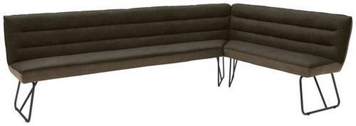 ECKBANK in Metall, Textil Braun, Schwarz, Dunkelbraun  - Dunkelbraun/Schwarz, Design, Textil/Metall (264/184cm) - Dieter Knoll