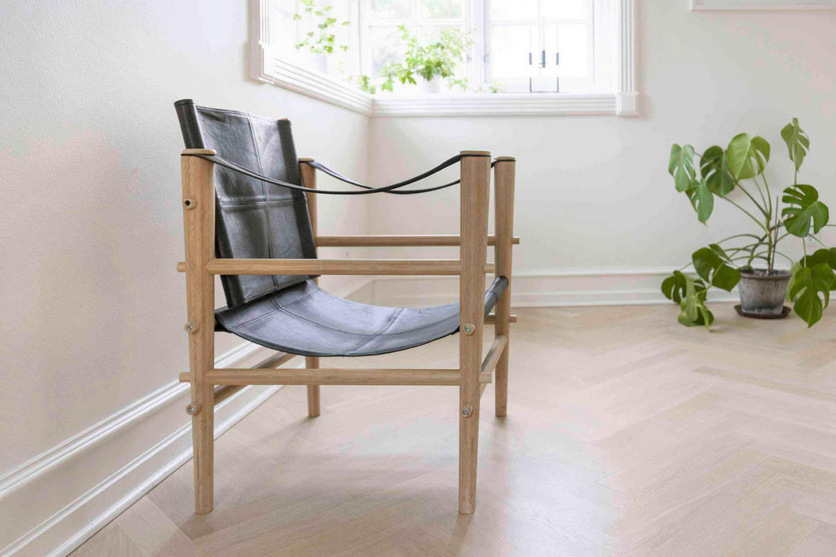 SESSEL 59/79/61 cm  in Echtleder Schwarz  - Schwarz/Naturfarben, ROMANTIK / LANDHAUS, Leder/Holz (59/79/61cm) - MID.YOU