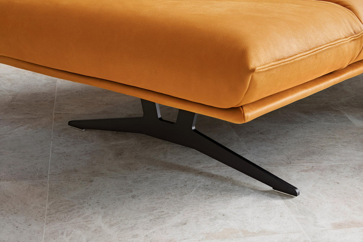 ECKSOFA in Echtleder Currygelb  - Currygelb/Gelb, Design, Leder/Metall (130/210cm) - Dieter Knoll