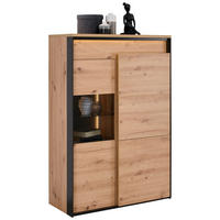 HIGHBOARD WOHNZIMMER  in 95,2/140,5/41,5 cm  - Schwarz/Eiche Artisan, Design, Glas/Holzwerkstoff (95,2/140,5/41,5cm) - Hom`in