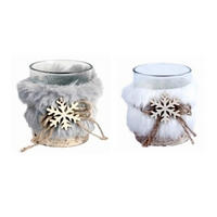 DRŽALO ZA ČAJNO SVEČKO - siva/bela, Trendi, steklo/tekstil (5,5ml) - X-Mas