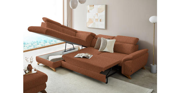 ECKSOFA in Bouclé Cognac  - Eichefarben/Cognac, MODERN, Holz/Textil (212/287cm) - Valnatura