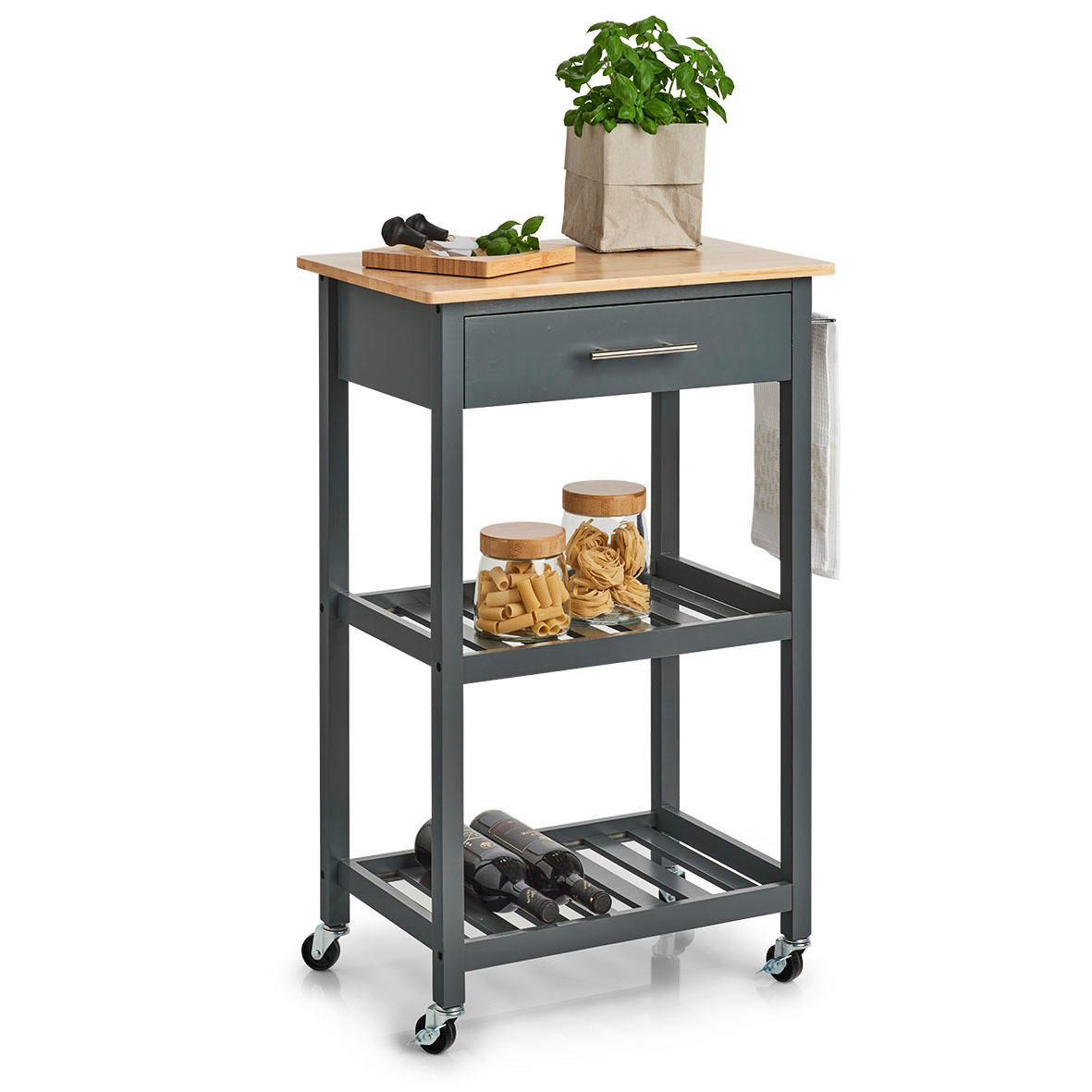 ALLZWECKWAGEN Bambus Schichtholz Grau  - Grau, Basics, Holz (58/93/40cm) - Zeller Present