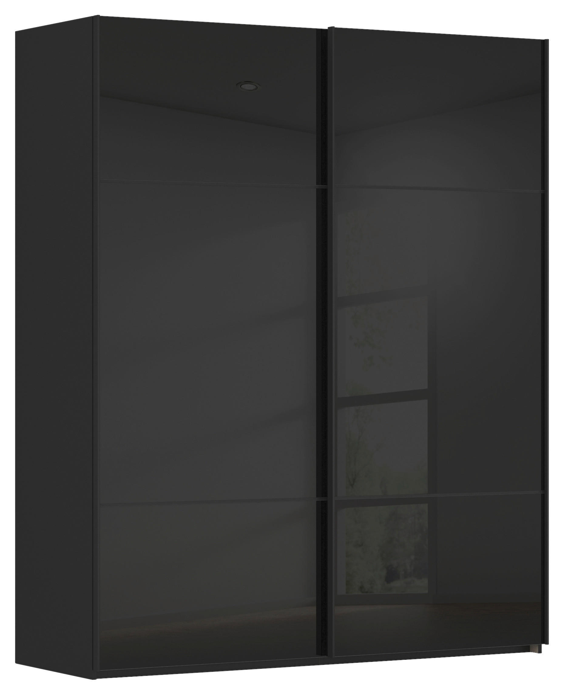 SCHWEBETÜRENSCHRANK Schwarz  - Schwarz, Konventionell, Glas/Holzwerkstoff (162/223/68cm) - Novel