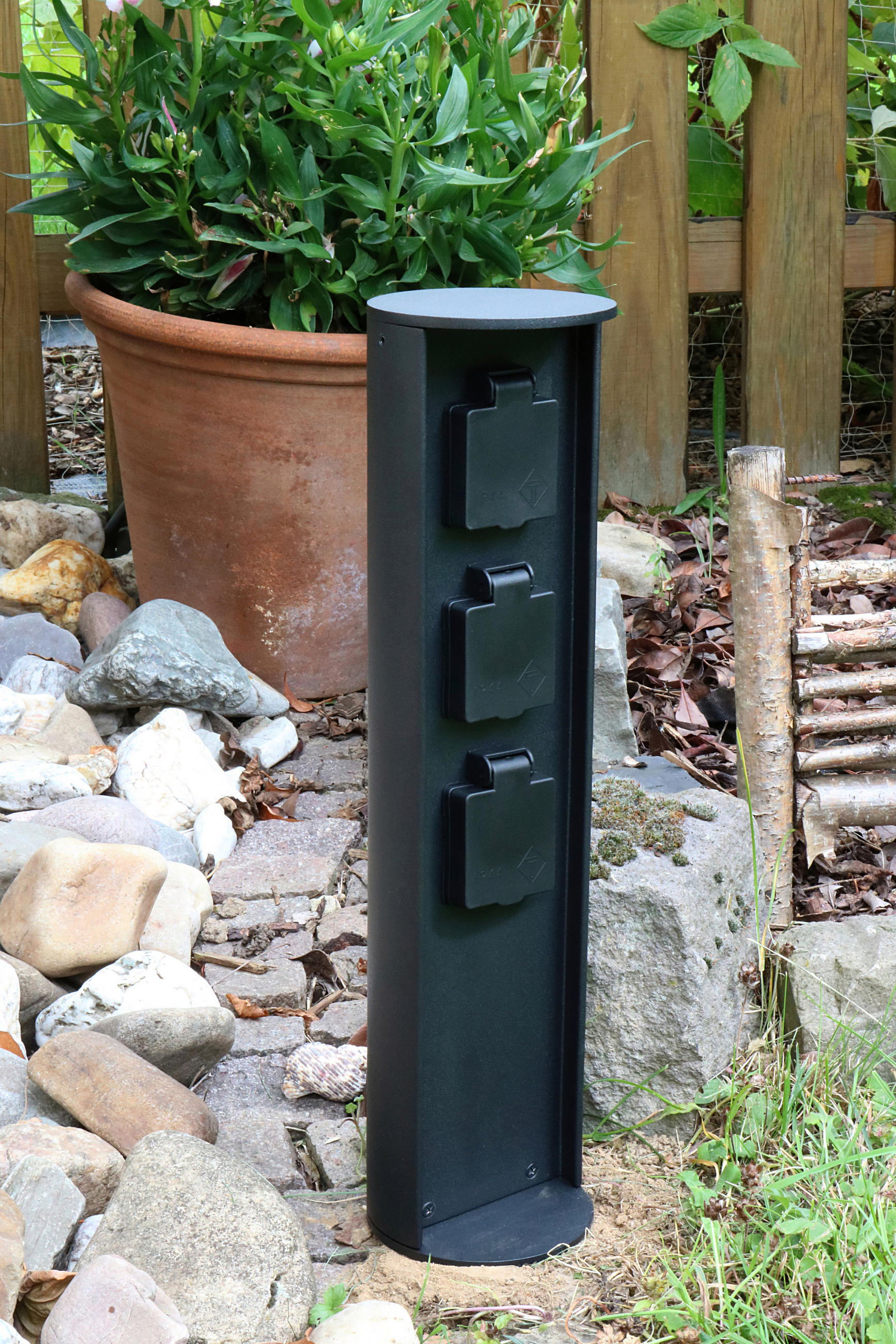 GARTENSTECKDOSE - Anthrazit, Basics, Metall (10/40cm)