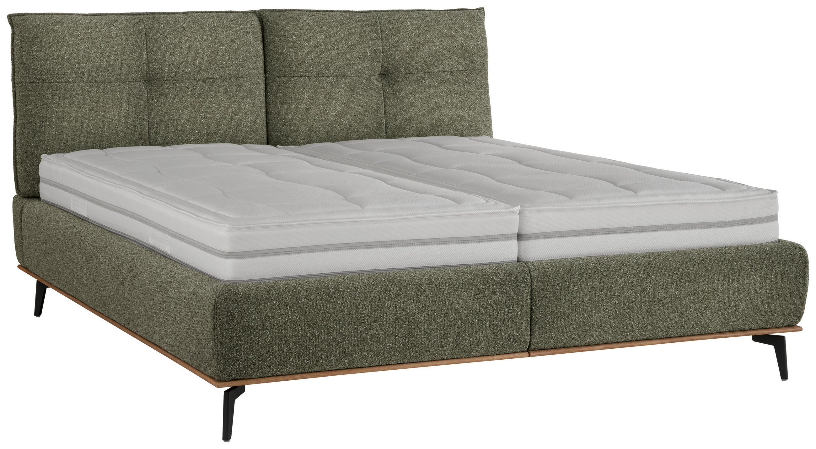 POLSTERBETT gepolstertes Kopfteil, Bettkasten, Lattenroste, Matratzen 180/200 cm  in Olivgrün  - Creme/Schwarz, Design, Holz/Holzwerkstoff (180/200cm) - Beldomo - Sleep