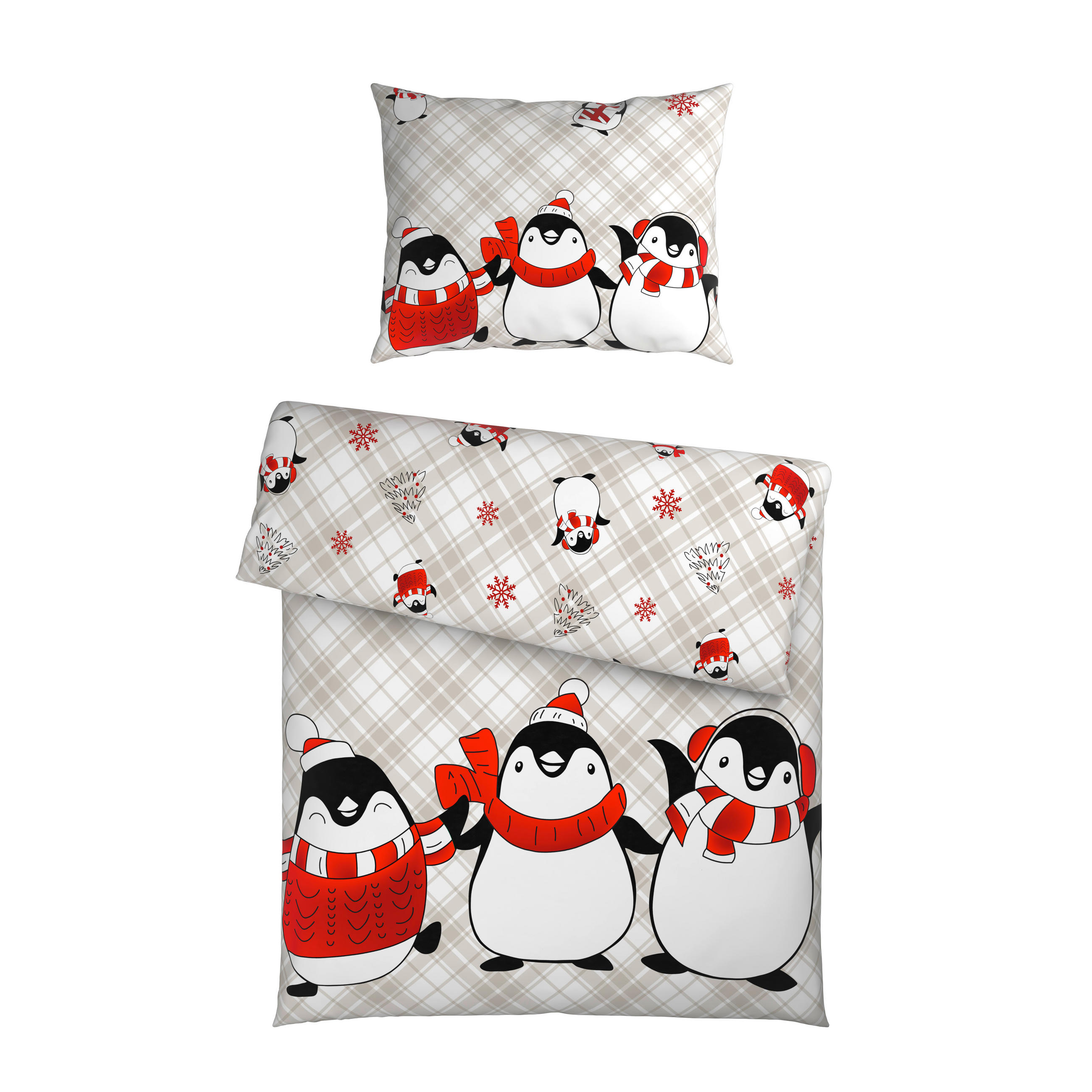 BETTWÄSCHE Flanell 140/200 cm  - Rot/Grau, Textil (140/200cm) - X-Mas