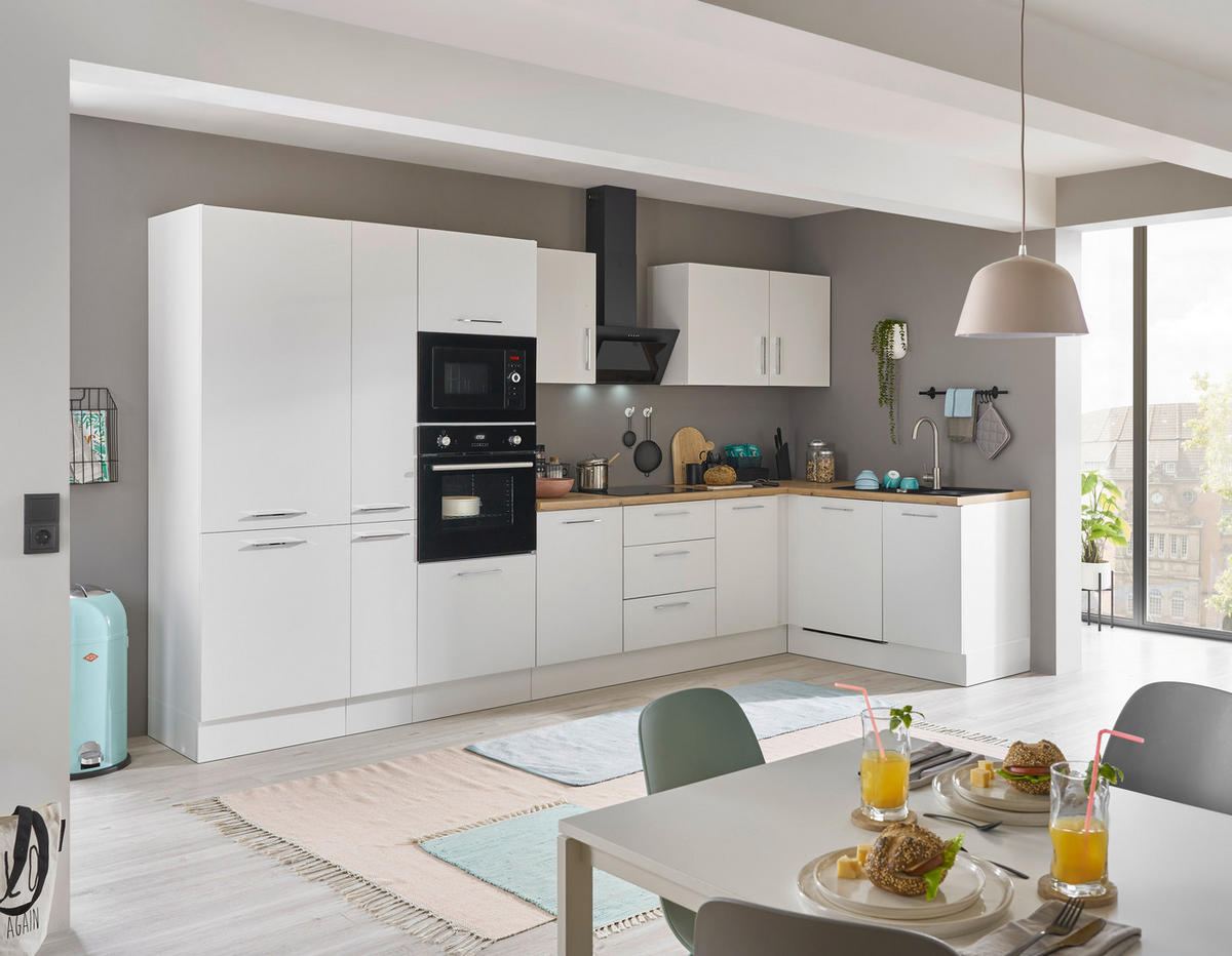 ECKKÜCHE 370/175 cm  in Weiß, Eiche Artisan  - Chromfarben/Weiß, Basics, Holzwerkstoff/Metall (370/175cm) - MID.YOU