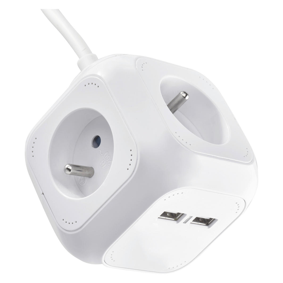 PRODLUŽOVACÍ KABEL   - bílá, Design, plast (12.5/10.5/10.5cm)