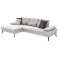 ECKSOFA in Chenille, Mikrofaser Hellgrau  157/299 cm  - Hellgrau/Schwarz, Design, Textil/Metall (157/299cm) - Dieter Knoll