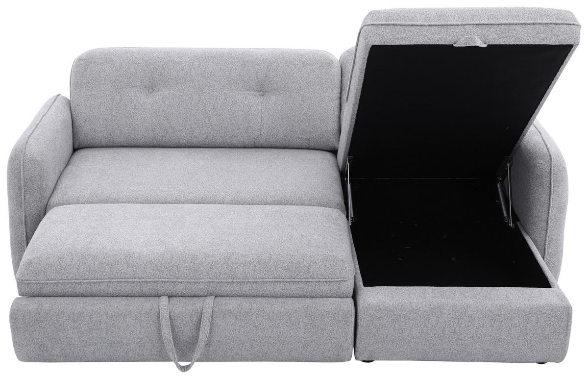 ECKSOFA Hellgrau Chenille  - Hellgrau/Schwarz, Design, Kunststoff/Textil (154/221cm) - Carryhome