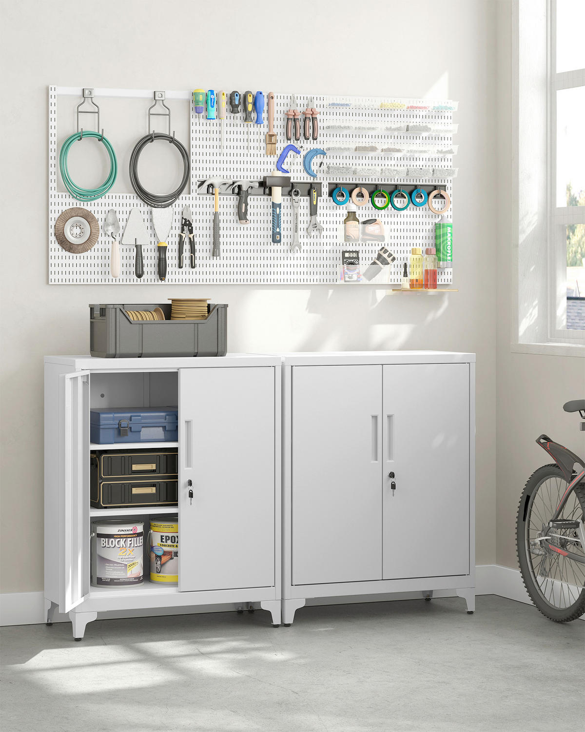 MEHRZWECKSCHRANK 80/90/40 cm  in Grauweiß  - Grauweiß, Basics, Metall (80/90/40cm)