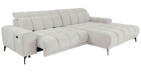 ECKSOFA inkl.Funktionen Hellgrau Chenille  - Hellgrau/Schwarz, MODERN, Textil/Metall (300/195cm) - Xora