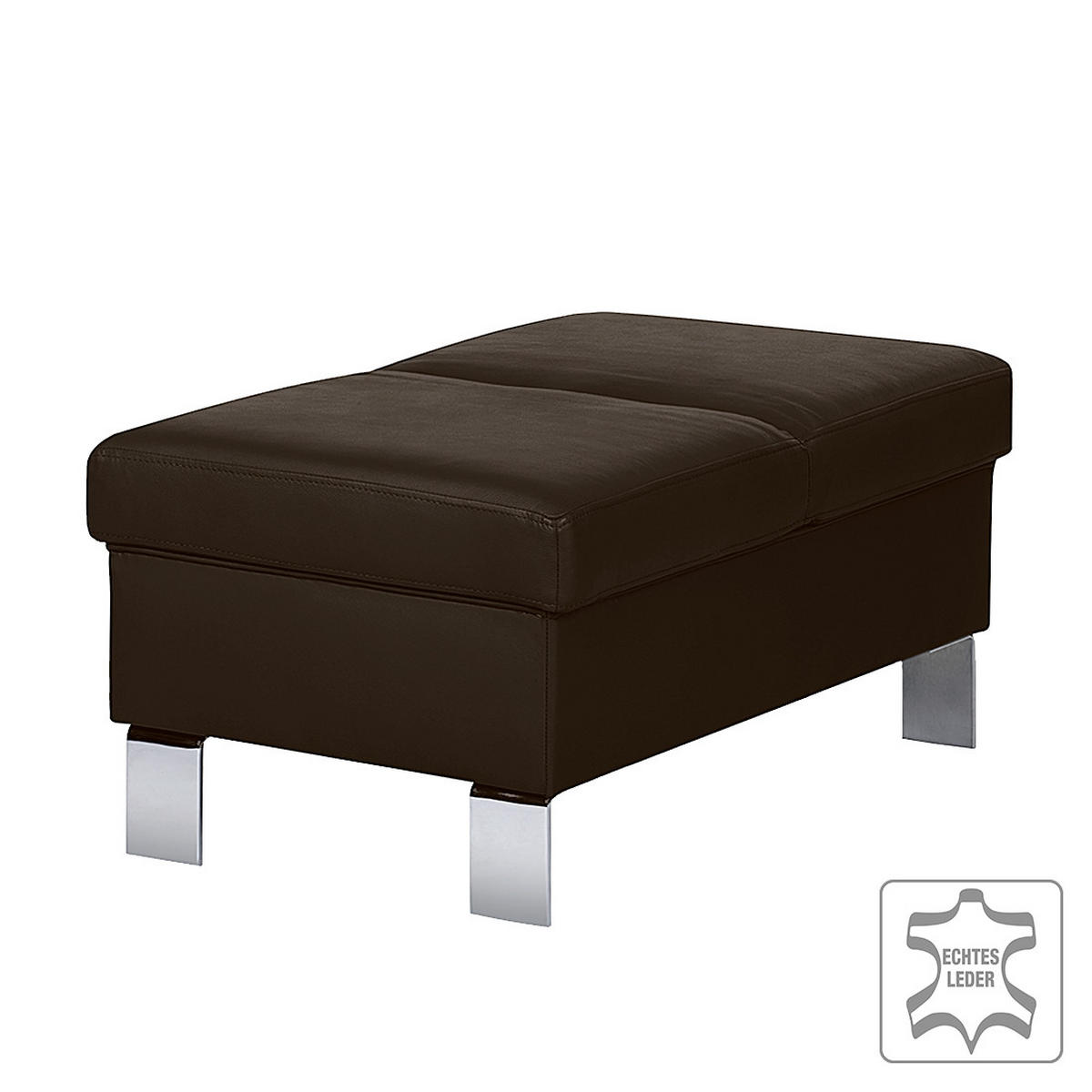 HOCKER in Leder Dunkelbraun  - Chromfarben/Dunkelbraun, Design, Leder/Metall (91/44/57cm) - Livetastic