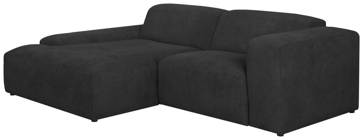 ECKSOFA in Cord Anthrazit  170/252 cm  - Anthrazit/Schwarz, Design, Kunststoff/Textil (170/252cm) - MID.YOU