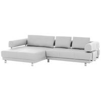 ECKSOFA in Echtleder Weiss  - Weiss, Design, Leder/Metall (188/307cm)