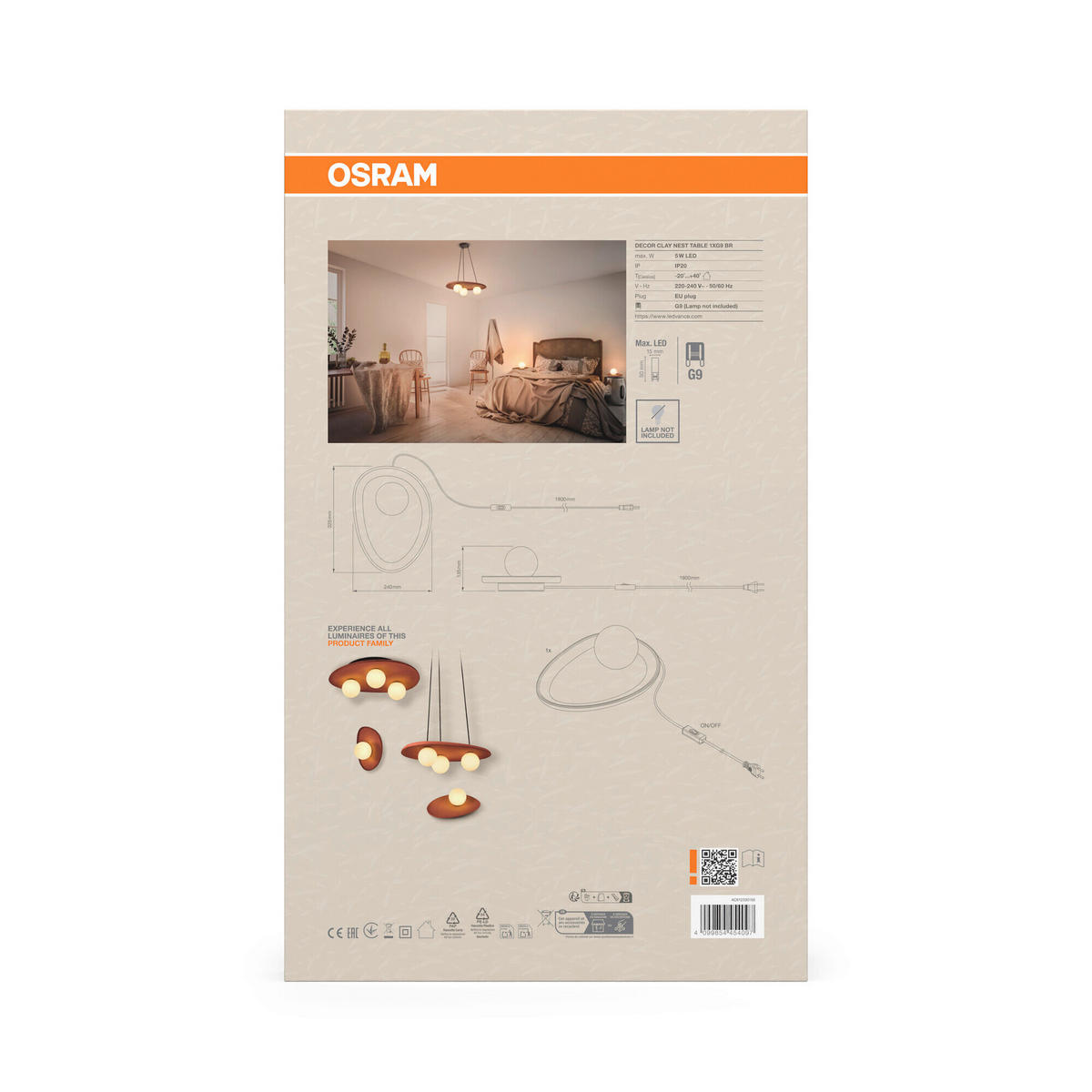 TISCHLEUCHTE 32.5/24/13.5 cm   - Braun, Basics, Glas/Stein (32.5/24/13.5cm) - Osram