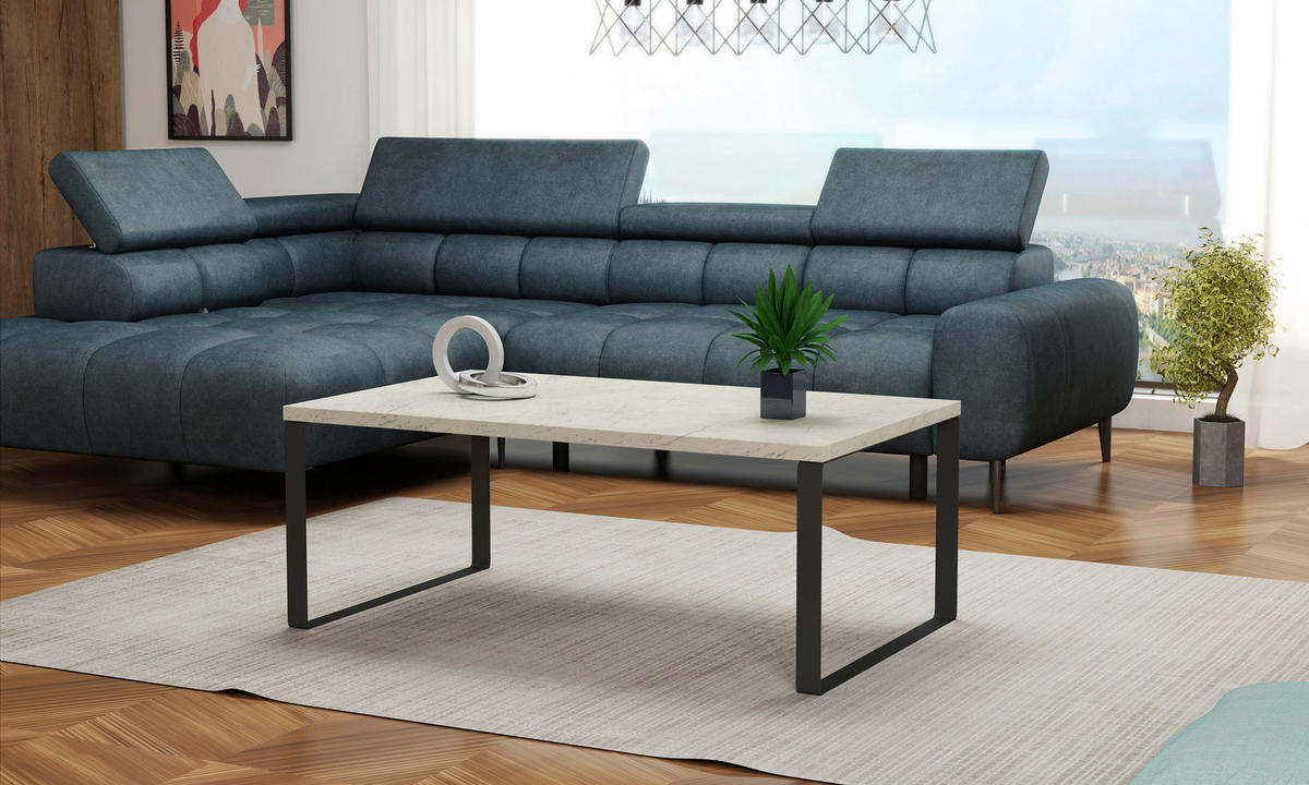 SOFFBORD i metall, trämaterial 100/60/38 cm  - vit/svart, Trend, metall/trämaterial (100/60/38cm) - Stylife