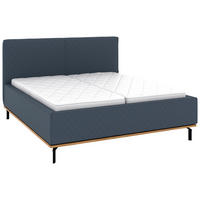 POLSTERBETT 160/200 cm,  in Dunkelblau, Matratze, Lattenrost, Bettkasten, H2 + H3 = mittel + fest  - Graphitfarben/Weiß, Design, Holz/Textil (160/200cm) - Musterring