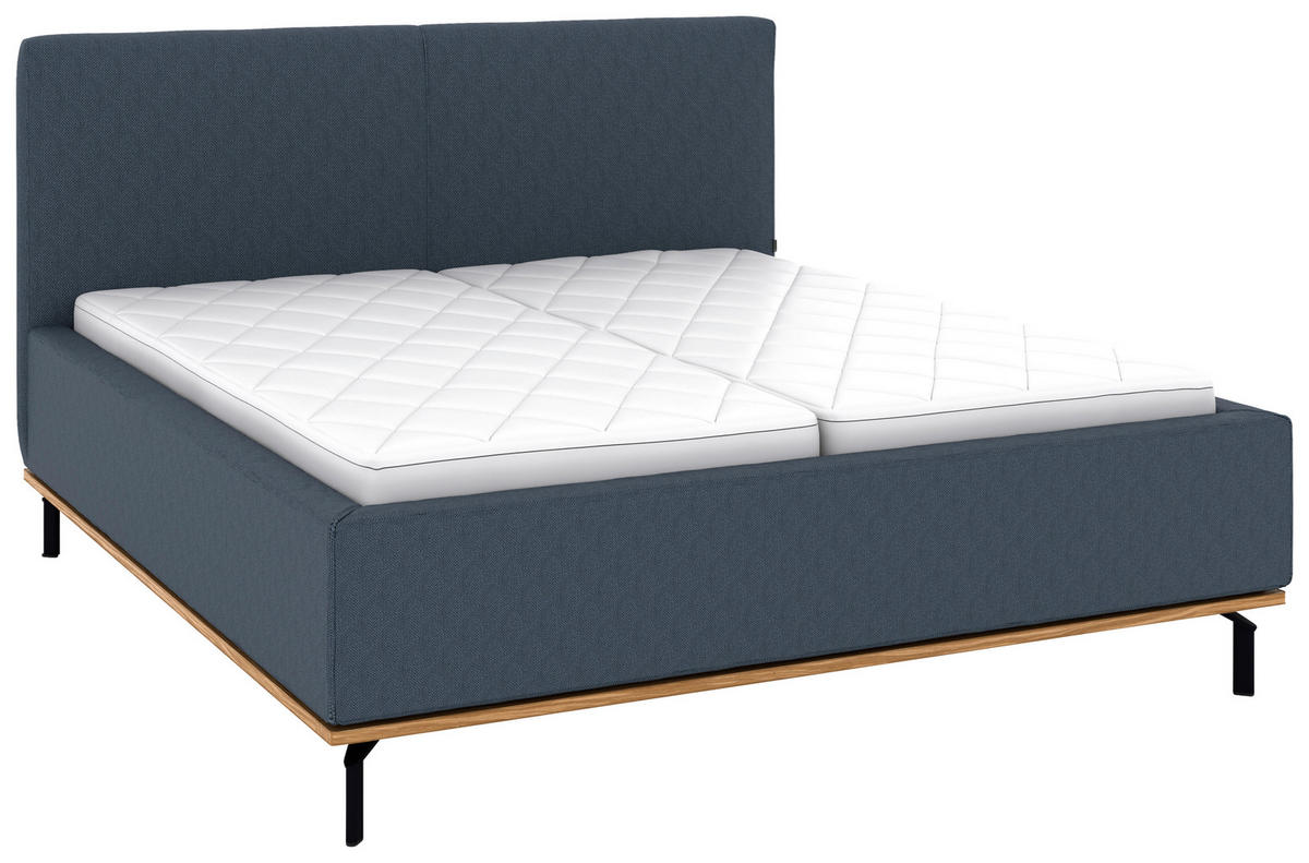 POLSTERBETT 160/200 cm,  in Dunkelblau, Matratze, Lattenrost, Bettkasten, H2 + H3 = mittel + fest  - Graphitfarben/Weiß, Design, Holz/Textil (160/200cm) - Musterring