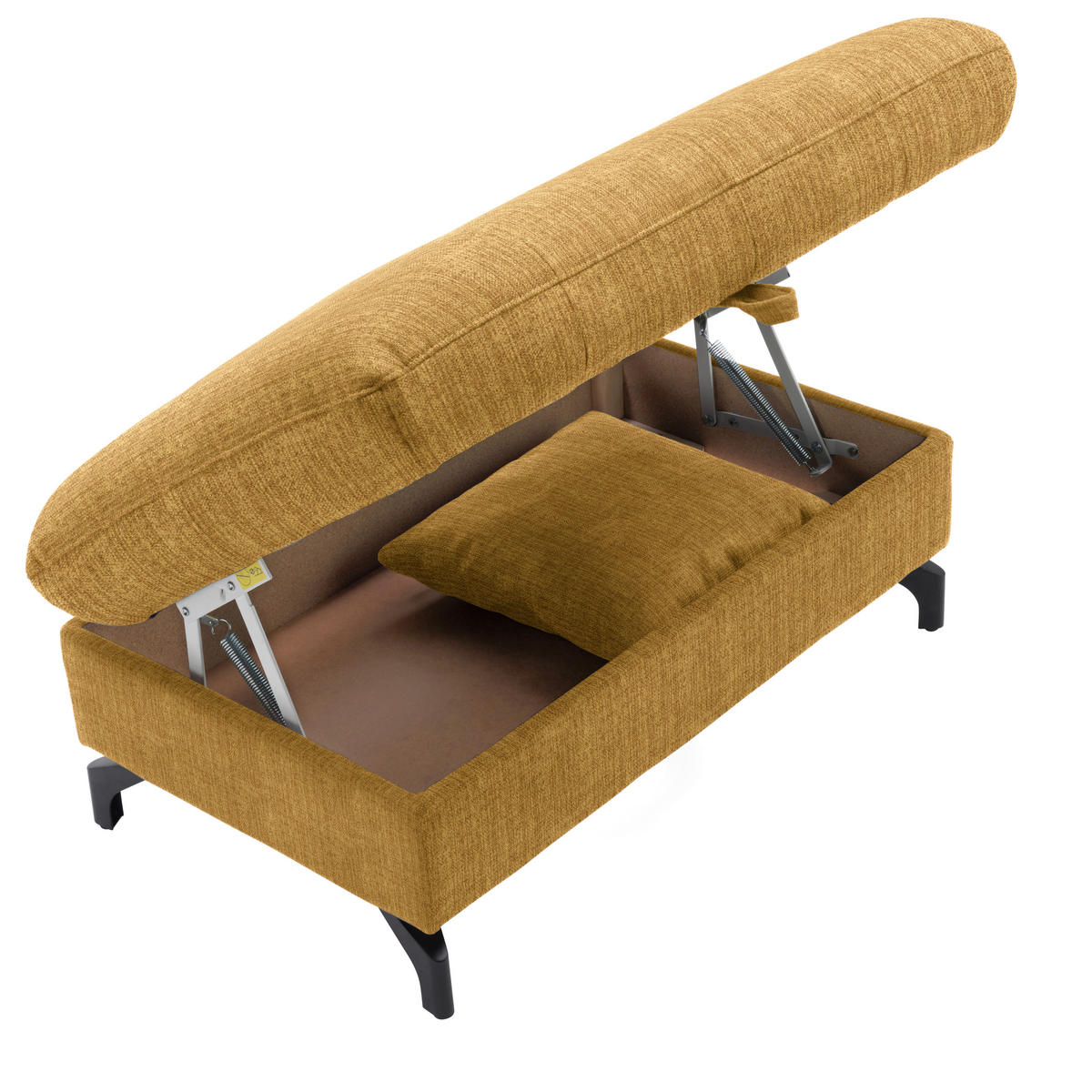 ECKSOFA in Flachgewebe, Leinenoptik Currygelb  247/208 cm  - Currygelb/Schwarz, MODERN, Textil/Metall (247/208cm) - Xora