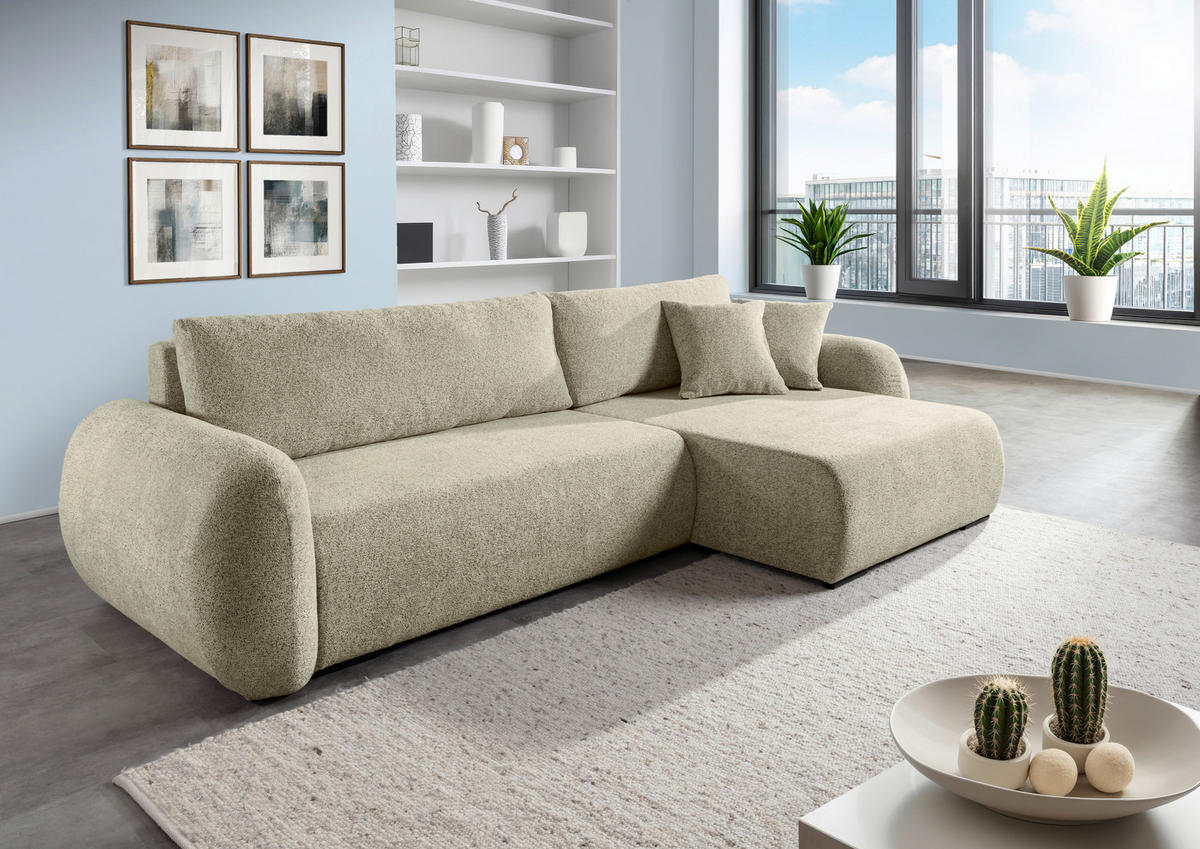 ECKSOFA Mintgrün Flachgewebe Zierkissen, Rückenkissen, Bettkasten, Schlaffunktion, Rücken echt, Liegefläche im Originalstoff  - Schwarz/Mintgrün, KONVENTIONELL, Kunststoff/Textil (145/285cm) - Carryhome