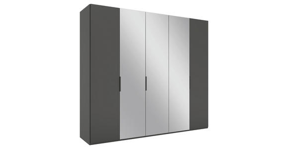 DREHTÜRENSCHRANK  in Anthrazit  - Anthrazit/Schwarz, KONVENTIONELL, Glas/Holzwerkstoff (250/223/62cm) - Novel