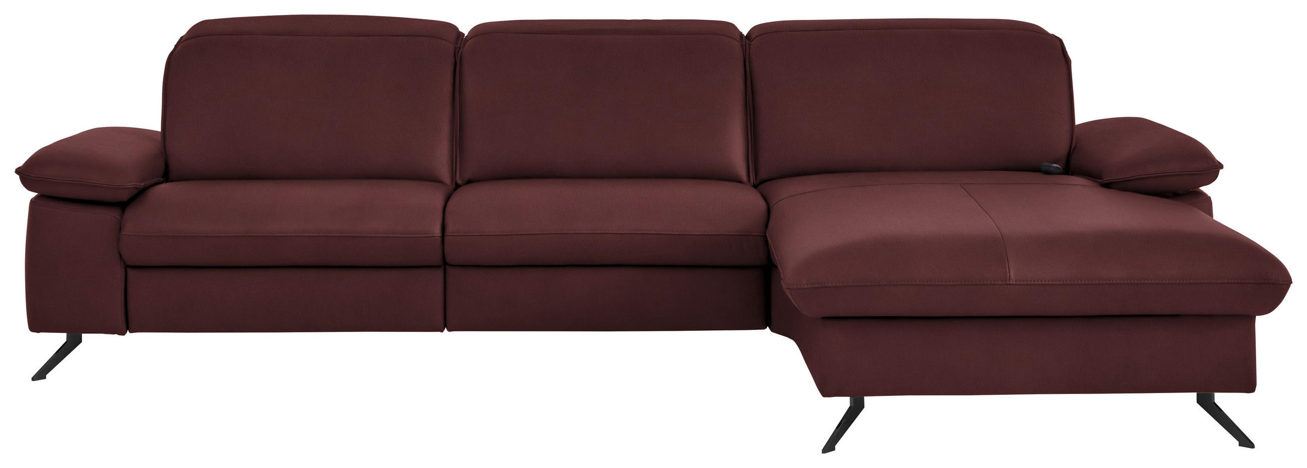 ECKSOFA 307/169 cm Beldomo premium in Echtleder Beere Kopfteilverstellung  307/169 cm  - Beere/Schwarz, Design, Leder/Metall (307/169cm) - Beldomo Premium