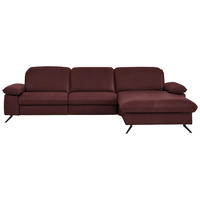 ECKSOFA  Echtleder Beere  - Beere/Schwarz, Design, Leder/Metall (307/169cm) - Beldomo Premium