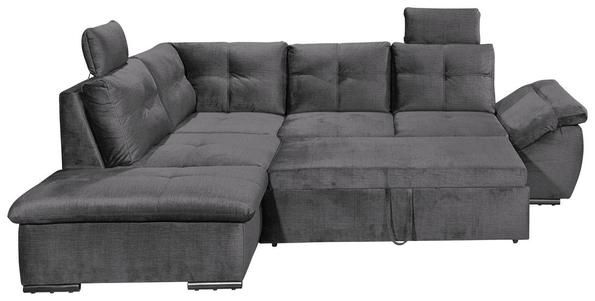 ECKSOFA Grau Mikrovelours  - Schwarz/Grau, KONVENTIONELL, Kunststoff/Textil (217/265cm) - Carryhome