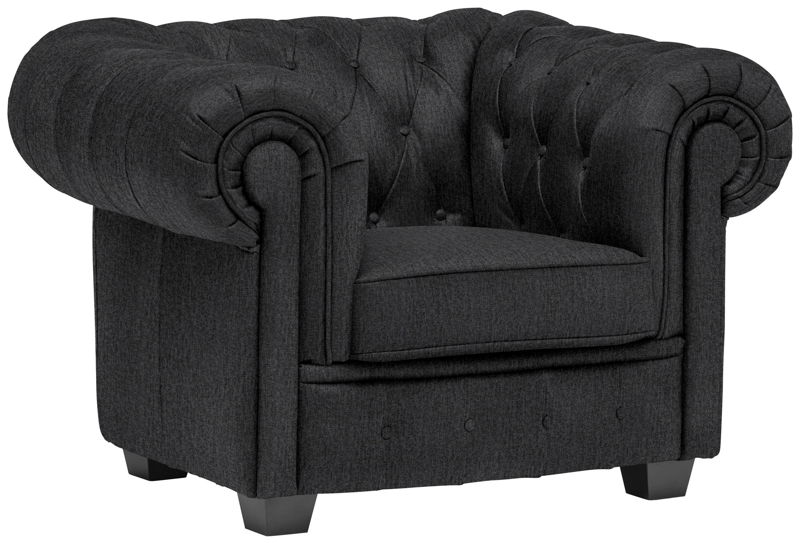 CHESTERFIELD-SESSEL - Wengefarben/Dunkelgrau, LIFESTYLE, Holz/Textil (115/76,5/96cm) - Landscape